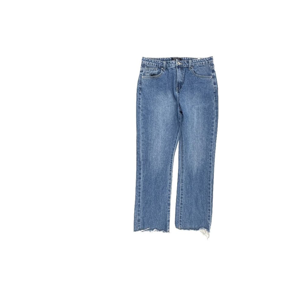 Bossini Straight Raw Hem Women's size 28 Medium Wash Blue‎ Denim jeans